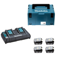 Pack Énergie MAKITA 197626-8 : Chargeur Double Rapide + 4...