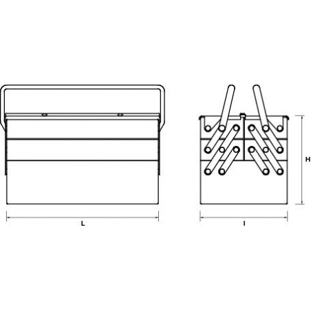 Boîte à outils métal 5 compartiments Bicolore L450mm - MOB 9501000001