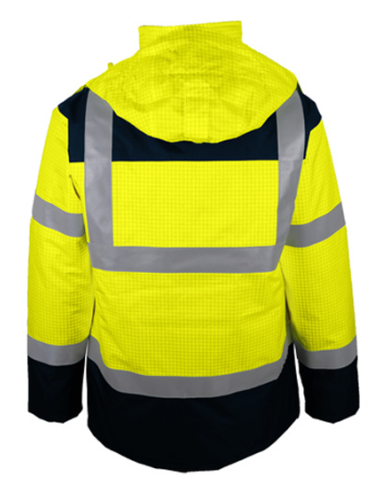 Parka Haute visibilité multirisques jaune et bleu