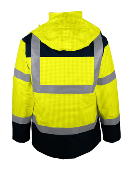 Parka Haute visibilité multirisques jaune et bleu