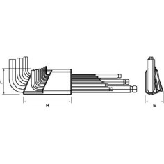 Clé mâles CRV - Tête Sphérique - 1,5 à 10 mm - lot de 9 2