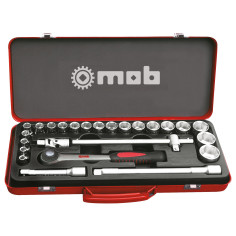Coffret métallique 1/2 25 Pièces 6 pans cliquet Rond -...