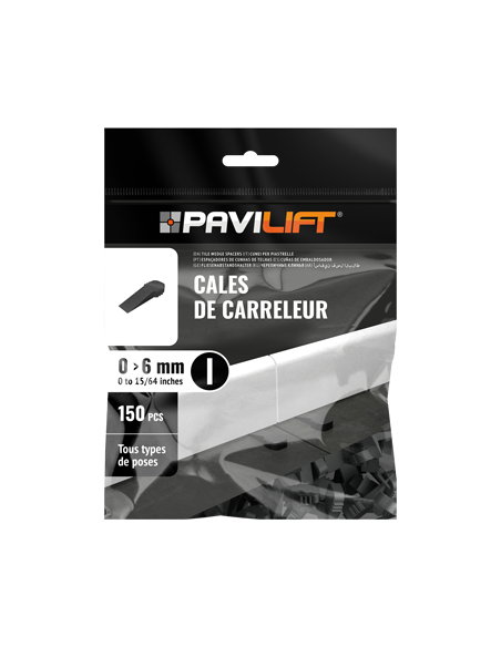 Cale d'ajustement de carreleur biseauté 1 à 6 mm Sachet de 150 - PAVILIFT