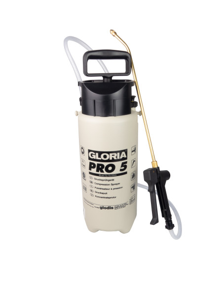 Pulvérisateur PRO 5L cuve plastique pression 3 bars joints  et  tuyau viton GLORIA